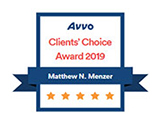 Avvo Clients' Choice Award 2019 Matthew N. Menzer